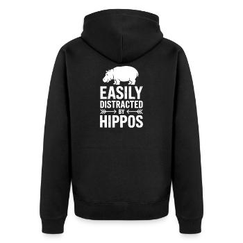 Hippopotamus Sayings Hippopotamus Joke Hippopotamus Gift - Unisex Premium Organic Zip Hoodie - black - Back - Nico (187cm)