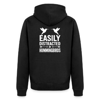 Kolibris Sprüche Vogel Lustiges Kolibris Geschenk  - Unisex Premium Bio Zip Hoodie - Schwarz - Hinten - Nico (187cm)