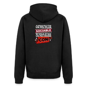 Citation Drôle Sociable Introverti Humour - Veste à capuche bio Premium Unisexe - noir - Dos - Nico (187cm)