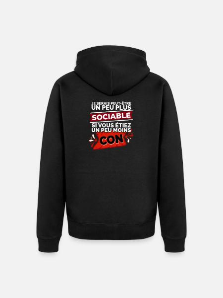 Citation Drôle Sociable Introverti Humour - Veste à capuche bio Premium Unisexe - noir