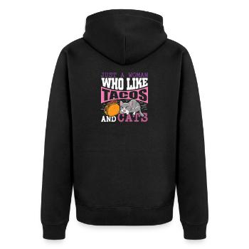 Taco Cat Domestic Cat Kitty Cat Owner - Unisex Premium Organic Zip Hoodie - black - Back - Nico (187cm)