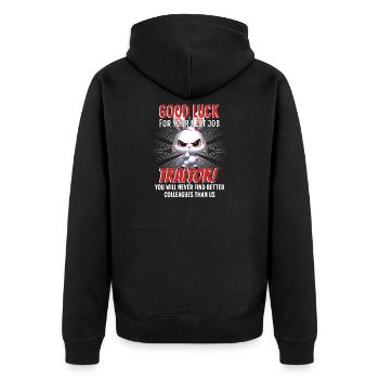 Funny Farewell Coworker - Unisex Premium Organic Zip Hoodie - black - Back - Nico (187cm)