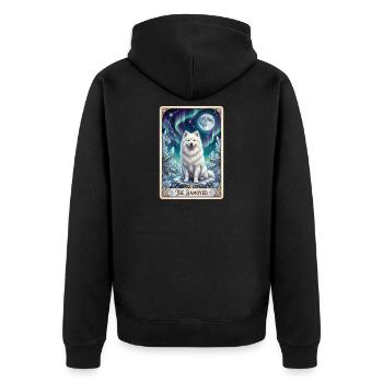 Samoyeds under the Northern Lights - Unisex Premium Organic Zip Hoodie - black - Back - Nico (187cm)