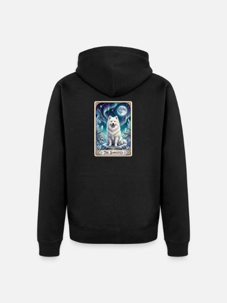 Samoyeds under the Northern Lights - Unisex Premium Organic Zip Hoodie - black