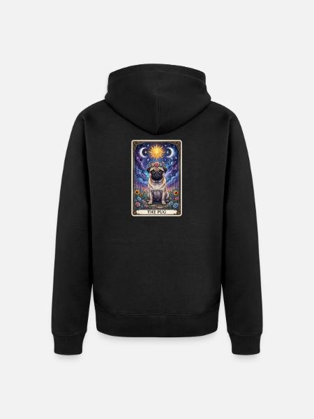 Sun Moon Pug Tarot Illustration - Unisex Premium Organic Zip Hoodie - black
