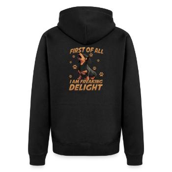 Kurzhaardackel Wursthund Dachshund Hundehalter - Unisex Premium Bio Zip Hoodie - Schwarz - Hinten - Nico (187cm)