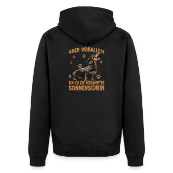 Teckel Wiener Dog kleiner Jagdhund Design - Unisex Premium Bio Zip Hoodie - Schwarz - Hinten - Nico (187cm)