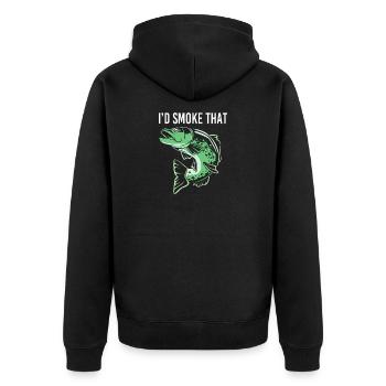 Truite Crochet Canne à pêche Pêcheur Poisson-grenouille - Veste à capuche bio Premium Unisexe - noir - Dos - Nico (187cm)