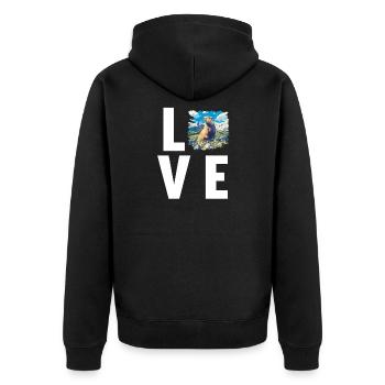Murmeltiere Murmeltier - Unisex Premium Bio Zip Hoodie - Schwarz - Hinten - Nico (187cm)