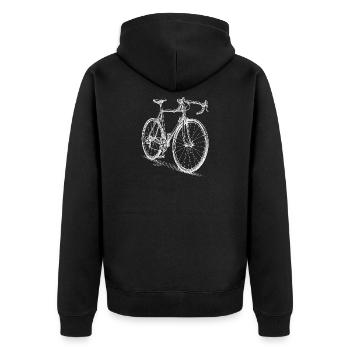 Rennrad Line Art minimalistisch Radsport - Unisex Premium Bio Zip Hoodie - Schwarz - Hinten - Nico (187cm)