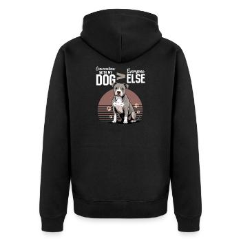 Pitbull Terrier Pittie Dog Breed - Unisex Premium Bio Zip Hoodie - Schwarz - Hinten - Nico (187cm)