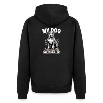 Pitbull Terrier Pittie Dog Breed - Unisex Premium Bio Zip Hoodie - Schwarz - Hinten - Nico (187cm)