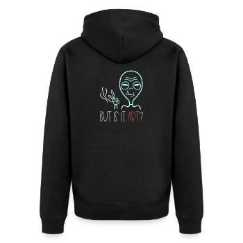 Alien But Is It Art Kunst Spruch Retro - Unisex Premium Bio Zip Hoodie - Schwarz - Hinten - Nico (187cm)