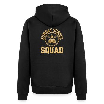 Sunday School Squad Logo - Unisex Premium Organic Zip Hoodie - black - Back - Nico (187cm)