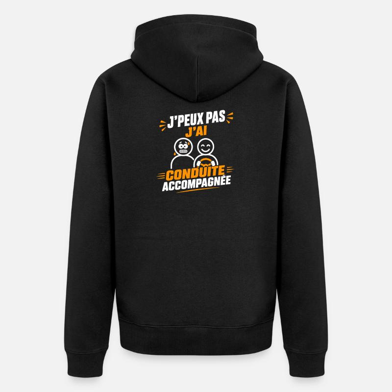 Conduite Accompagnée — Humour Auto - Veste à capuche bio Premium Unisexe - noir