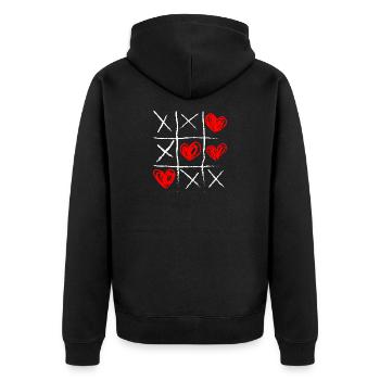 Heart Tic Tac Toe Sketch - Unisex Premium Organic Zip Hoodie - black - Back - Nico (187cm)