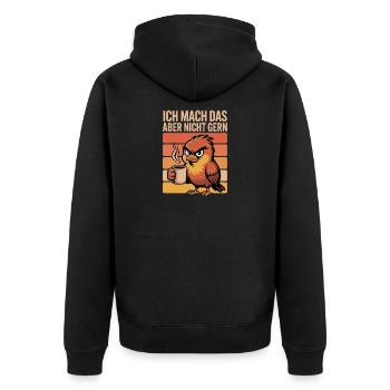  Ich Mach Das Aber Nicht Gern Miesgelaunte Eule - Unisex Premium Bio Zip Hoodie - Schwarz - Hinten - Nico (187cm)