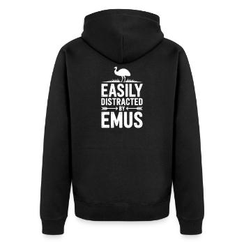 Emu Sayings Emu Funny Emu Gift - Unisex Premium Organic Zip Hoodie - black - Back - Nico (187cm)