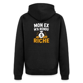 Mon ex m'a rendu riche - Veste à capuche bio Premium Unisexe - noir - Dos - Nico (187cm)