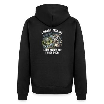 ADHS Waschbär Gemüsefach Kühlschrank Lustig - Unisex Premium Bio Zip Hoodie - Schwarz - Hinten - Nico (187cm)