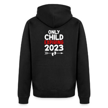 Only Child 2023 Arrow Design - Unisex Premium Organic Zip Hoodie - black - Back - Nico (187cm)