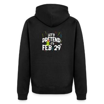 Schalttag-Froschparty - Unisex Premium Bio Zip Hoodie - Schwarz - Hinten - Nico (187cm)