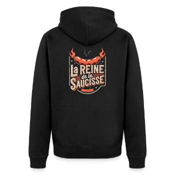 La Reine de la Saucisse Vintage BBQ - Veste à capuche bio Premium Unisexe - noir - Dos - Nico (187cm)