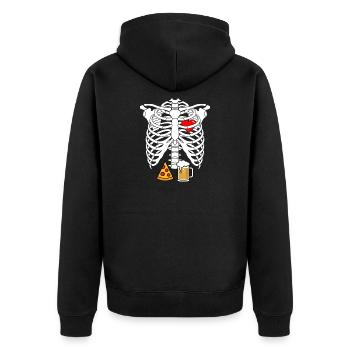 Dad Skeleton Halloween Beer Pizza Funny Pregnancy  - Unisex Premium Organic Zip Hoodie - black - Back - Nico (187cm)