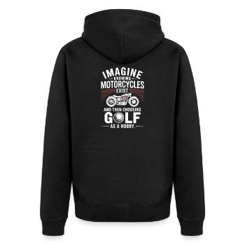 Motorcycles Exist Chopper Motorcycle Rider Biker - Unisex Premium Organic Zip Hoodie - black - Back - Nico (187cm)