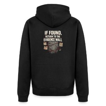 Retour au Mur des Preuves | True Crime - Veste à capuche bio Premium Unisexe - noir - Dos - Nico (187cm)