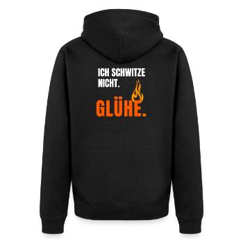 Ich Glühe Schon - Unisex Premium Bio Zip Hoodie - Schwarz - Hinten - Nico (187cm)