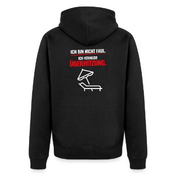 Zu Heiß Für Leistung - Unisex Premium Bio Zip Hoodie - Schwarz - Hinten - Nico (187cm)