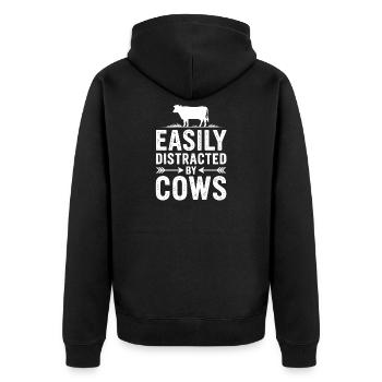 Kühe Sprüche Kuh Lustiges Kühe Geschenk - Unisex Premium Bio Zip Hoodie - Schwarz - Hinten - Nico (187cm)