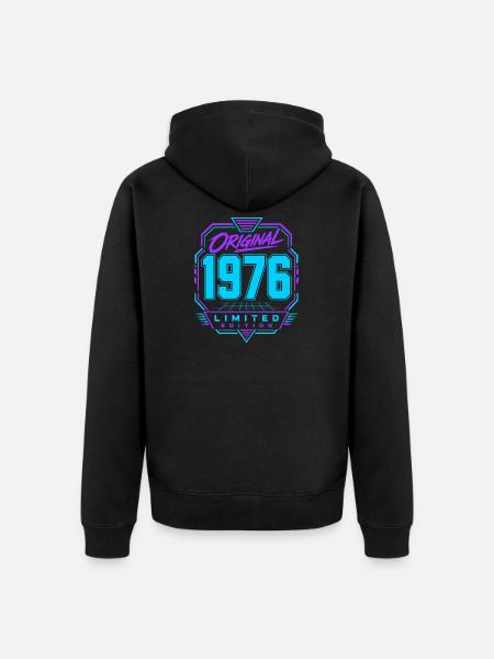 Original 1976 Neon Retro Edition - Unisex Premium Organic Zip Hoodie - black