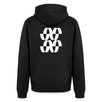 Verschlungenes Ringgitter - Unisex Premium Bio Zip Hoodie - Schwarz - Hinten - Nico (187cm)