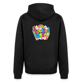 Schulkind 2026 Einschulung 2026 Schulanfang - Unisex Premium Bio Zip Hoodie - Schwarz - Hinten - Nico (187cm)