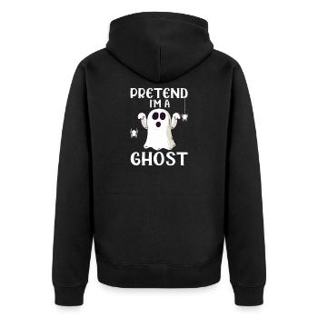 Pretend I Am a Ghost - Unisex Premium Organic Zip Hoodie - black - Back - Nico (187cm)