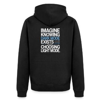 Dark Mode Exists Programmierer IT Nerd Coder Büro - Unisex Premium Bio Zip Hoodie - Schwarz - Hinten - Nico (187cm)