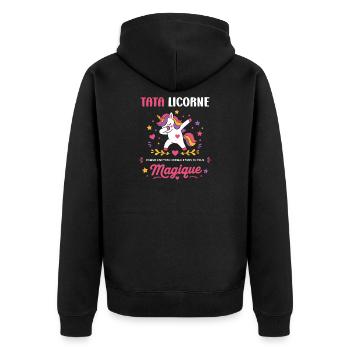 Tata Licorne Magique - Veste à capuche bio Premium Unisexe - noir - Dos - Nico (187cm)
