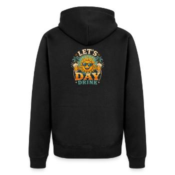 Sonne trinkt Tag – Beach Vibes - Unisex Premium Bio Zip Hoodie - Schwarz - Hinten - Nico (187cm)