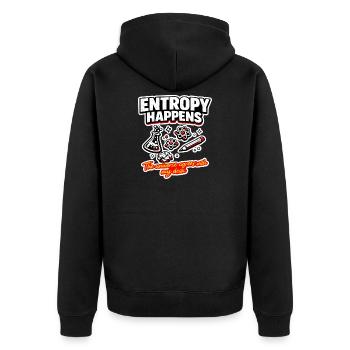 Entropie passiert am Schreibtisch - Unisex Premium Bio Zip Hoodie - Schwarz - Hinten - Nico (187cm)