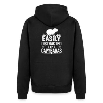 Capybara Sprüche Capybara Lustig Capybara Geschenk - Unisex Premium Bio Zip Hoodie - Schwarz - Hinten - Nico (187cm)