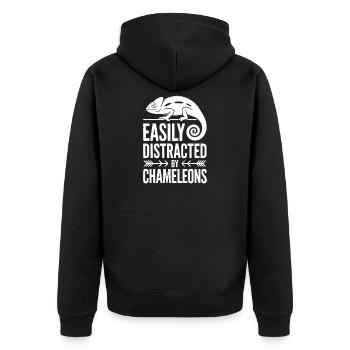 Chameleons Sayings Funny Chameleons Gift - Unisex Premium Organic Zip Hoodie - black - Back - Nico (187cm)
