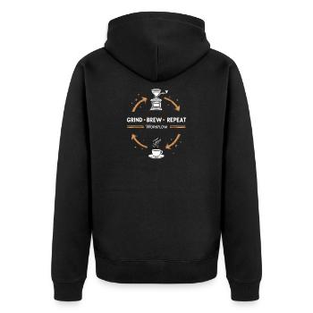Grind Brew Repeat Espresso Ritual - Unisex Premium Organic Zip Hoodie - black - Back - Nico (187cm)