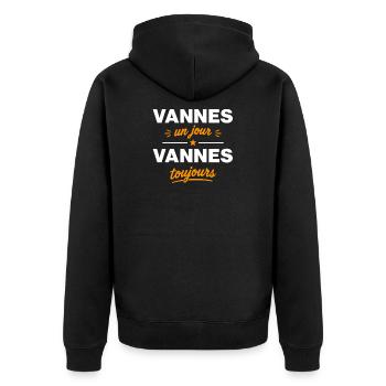 Vannes Jour Toujours - Veste à capuche bio Premium Unisexe - noir - Dos - Nico (187cm)