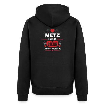 Metz dans le cœur pour toujours - Veste à capuche bio Premium Unisexe - noir - Dos - Nico (187cm)