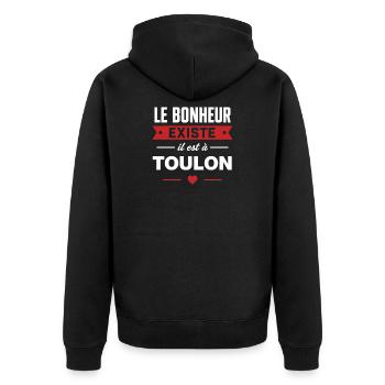 Bonheur existe à Toulon - Veste à capuche bio Premium Unisexe - noir - Dos - Nico (187cm)