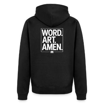 Word Art Amen Typography - Unisex Premium Organic Zip Hoodie - black - Back - Nico (187cm)