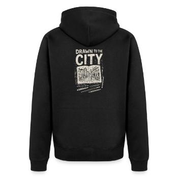 Attracted by the city | Urban Sketching - Unisex Premium Organic Zip Hoodie - black - Back - Nico (187cm)