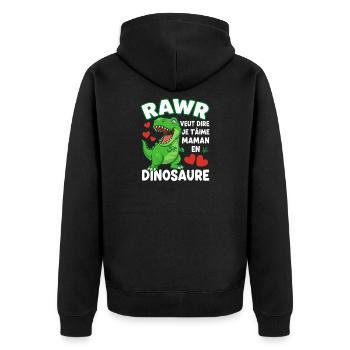 Rawr Je t'aime Maman Dinosaure Mignon - Veste à capuche bio Premium Unisexe - noir - Dos - Nico (187cm)